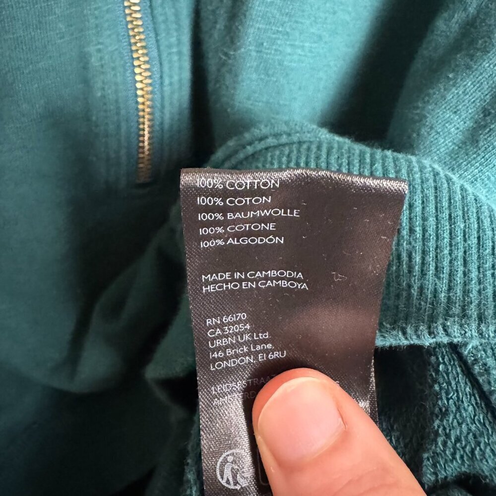 Anthropologie Pilcro Teal Puff Sleeve Half Zip Pullover Size Medium L42 - Picture 4 of 5